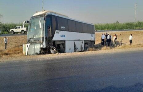 واژگونی اتوبوس در محور شوش - اهواز واژگونی اتوبوس