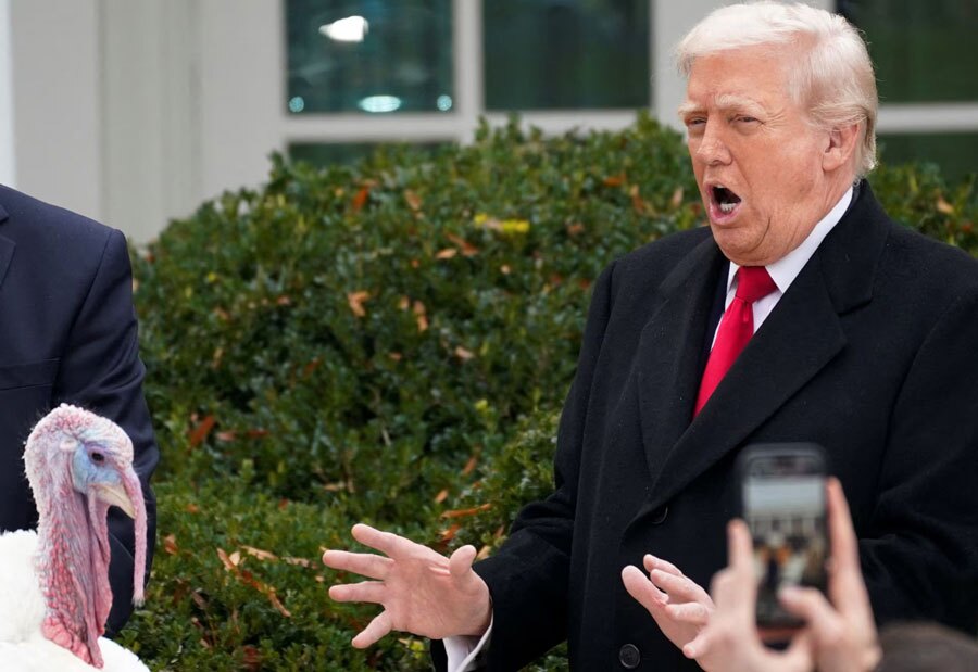 دیدنی های امروز؛ از بوقلمون های روز شکرگزاری در کاخ سفید تا دردسر باران برای مردم غزه مراسم انتخاب بوقلمون جشن روز شکرگزاری