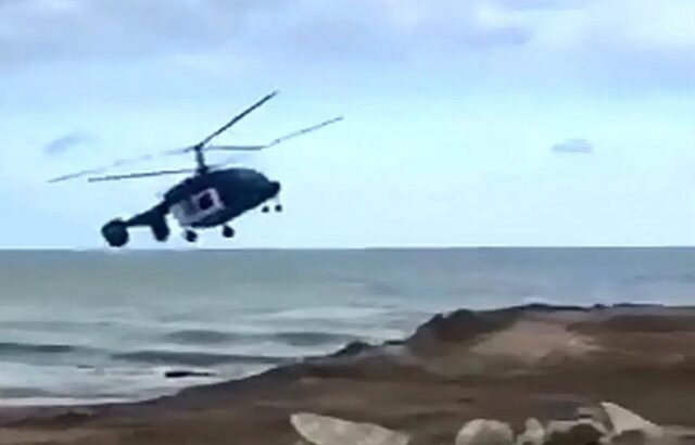 سقوط بالگرد روسیه در ساحل خزر/ فیلم سقوط بالگرد روسیه در ساحل خزر