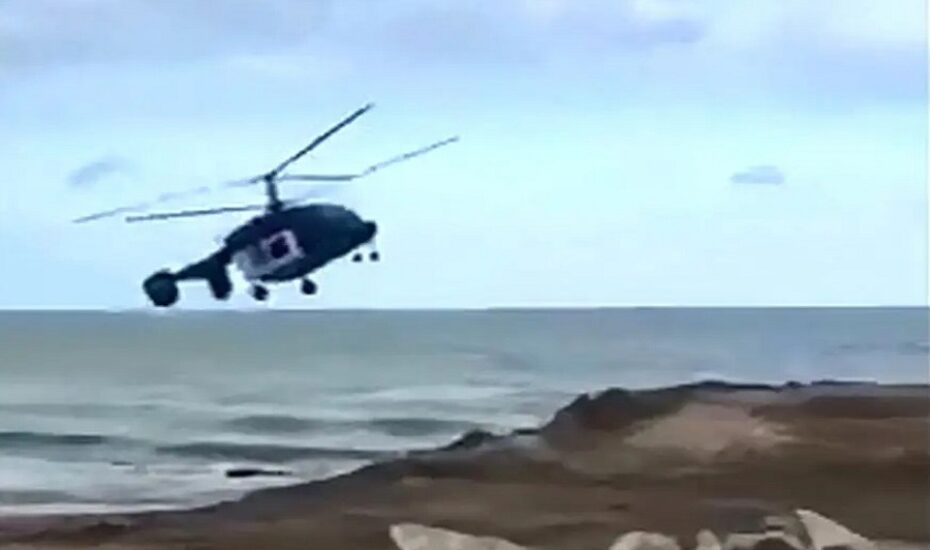 سقوط بالگرد روسیه در ساحل خزر/ فیلم سقوط بالگرد روسیه در ساحل خزر