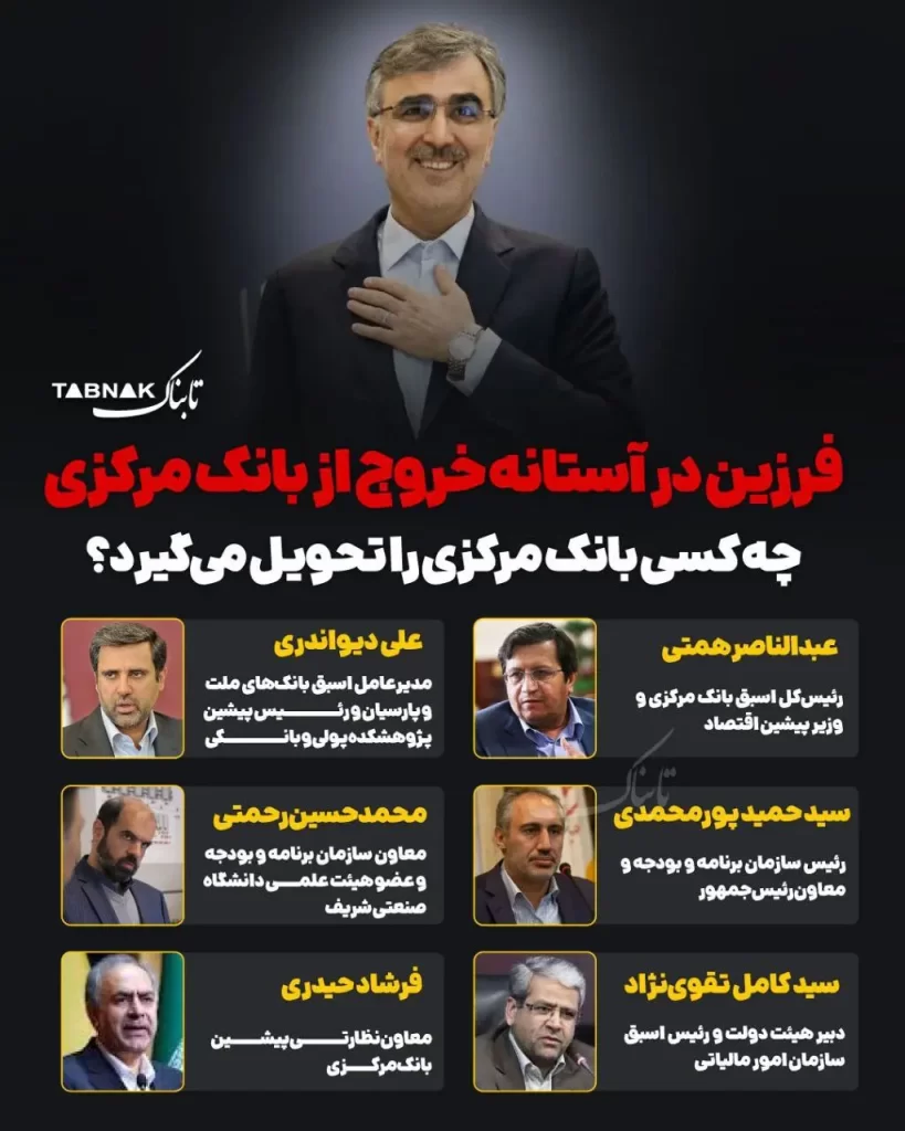 گزینه‌های احتمالی جانشینی فرزین در بانک مرکزی