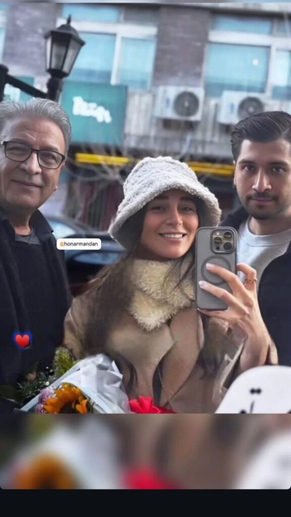 قاب خانوادگی و جذاب بازیگر آنام با پسر و عروسش