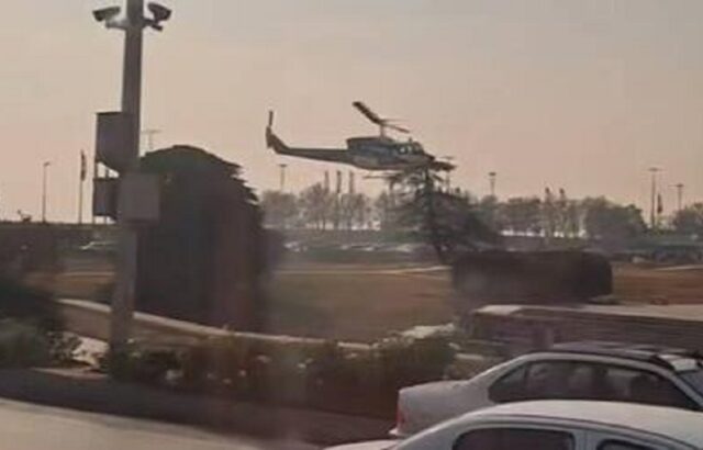 فرود غیرمنتظره هلیکوپتر در میدان آزادی تهران/ فیلم فرود غیرمنتظره هلیکوپتر در میدان آزادی تهران