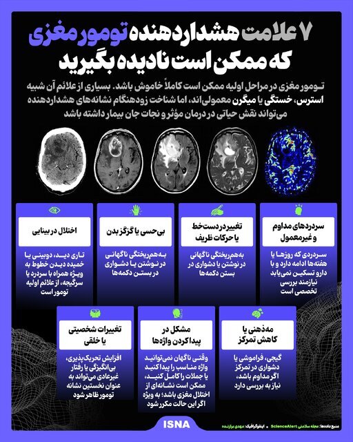 ۷ علامت هشداردهنده تومور مغزی/ اینفوگرافیک ۷ علامت هشداردهنده تومور مغزی