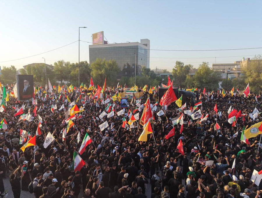 حضور گسترده و میلیونی عراقی ها در مراسم تشییع پیکر رهبر شهید ایران