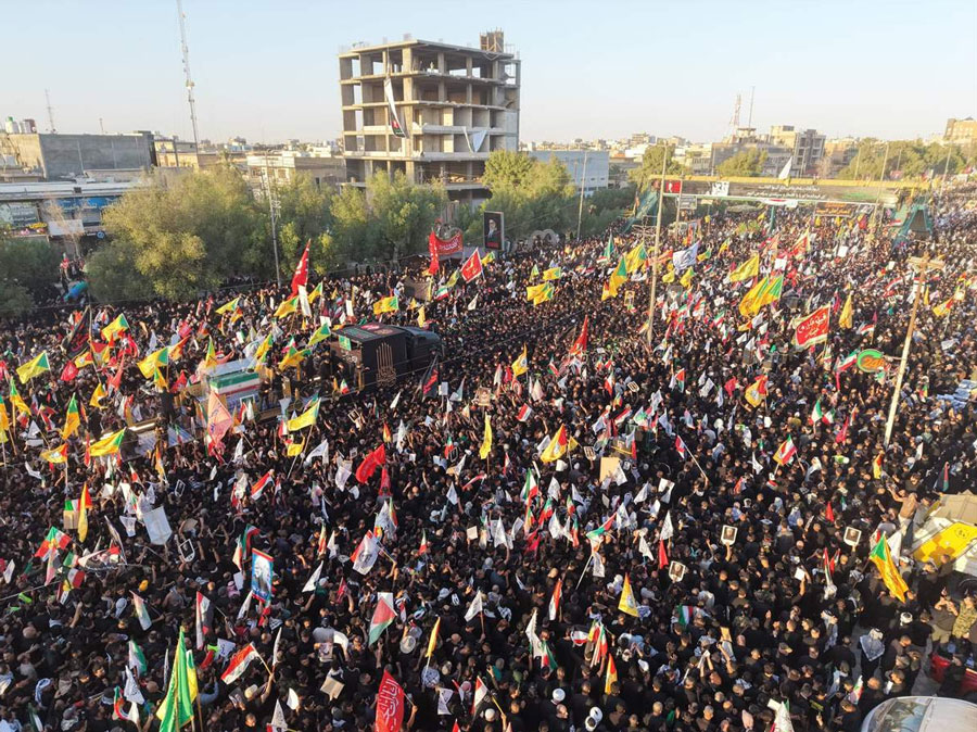 حضور گسترده و میلیونی عراقی ها در مراسم تشییع پیکر رهبر شهید ایران