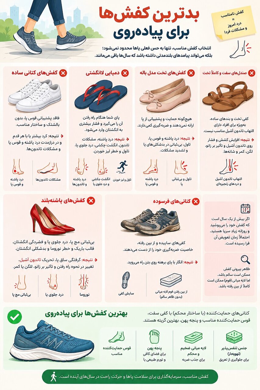 بدترین کفش‌ها برای راه‌رفتن